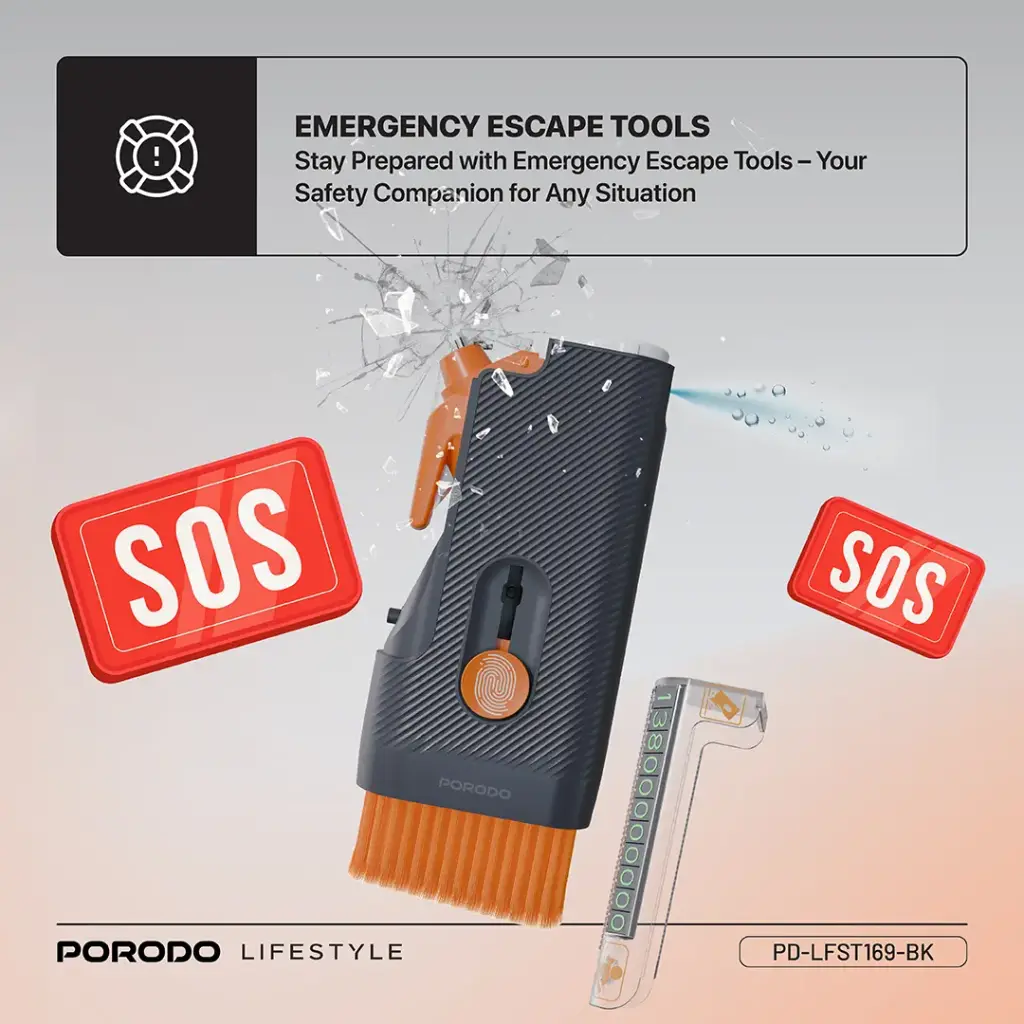 Porodo Lifestyle Vehicle Emergency Safety Kit - Black