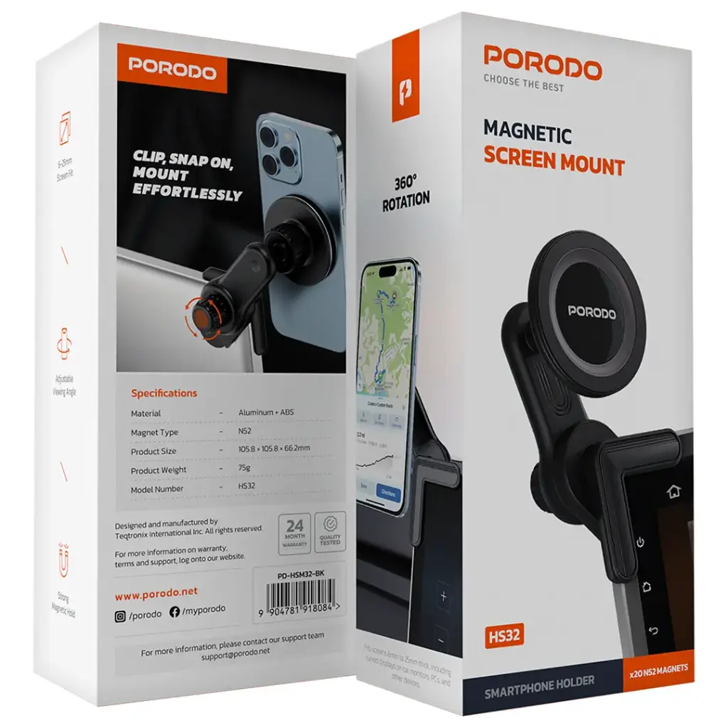 Porodo Magnetic Screen Mount - Black