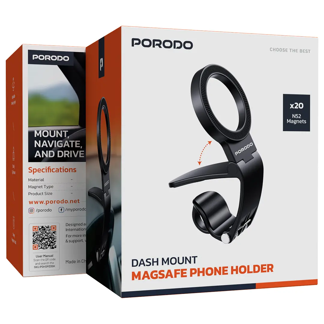 Porodo Dash Mount MagSafe Phone Holder - Black.webp