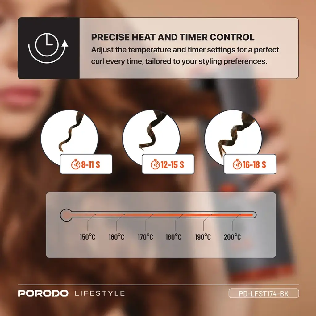 Porodo Lifestyle Automatic Hair Curler - Black