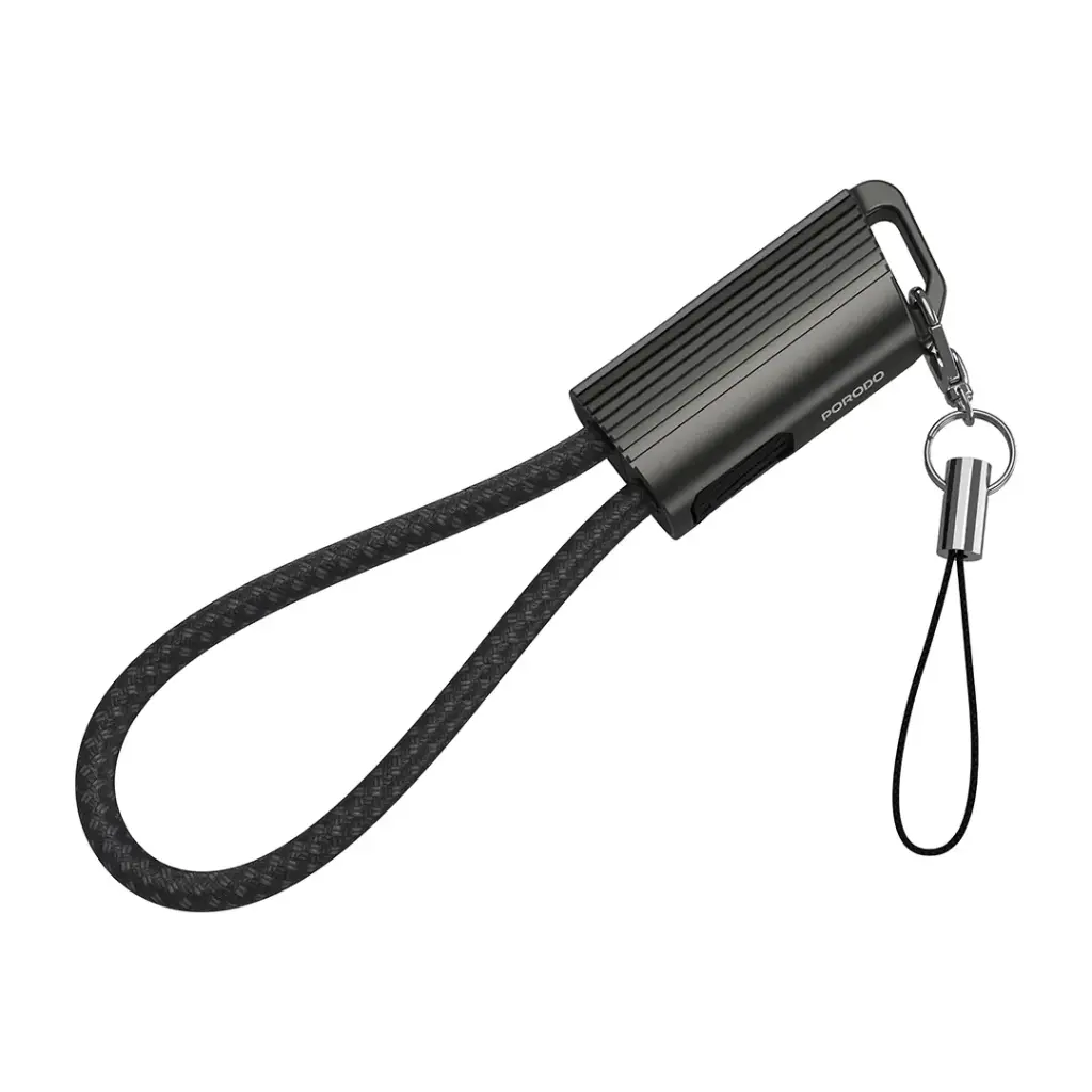 Porodo Chargeloop Keychain Data Cable USB-C to USB-C - Black