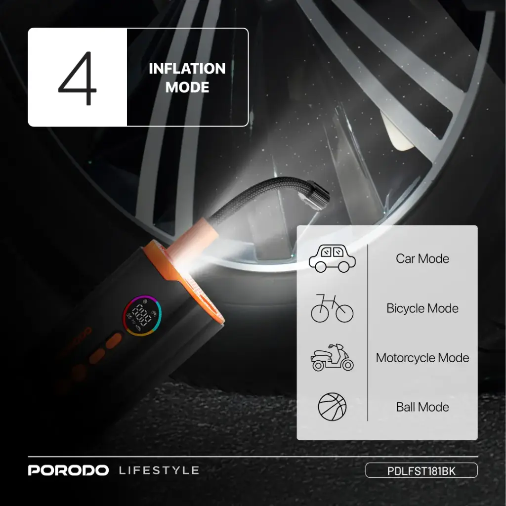 Porodo Lifestyle Electric Air Inflator - Black