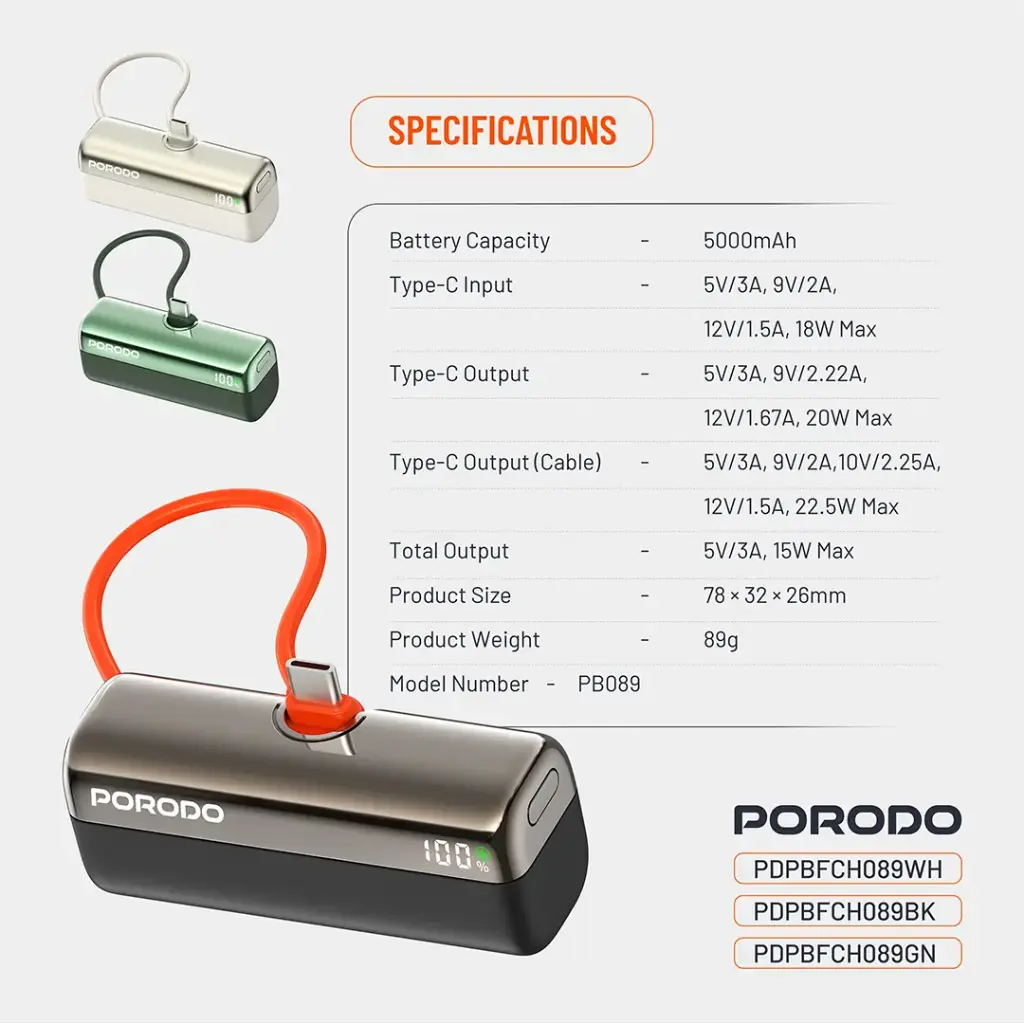 Porodo Pocket Volt 5000mAh Power Bank