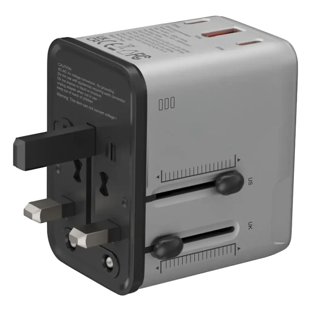 Porodo Mega Volt Universal Travel Adapter - Silver/Black