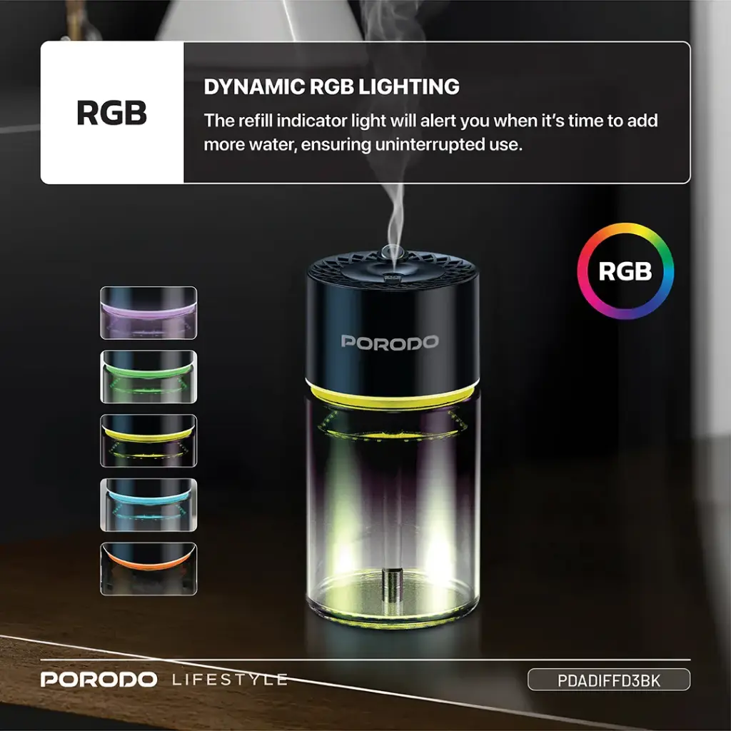 Porodo Lifestyle Valencia Smart Aroma Diffuser - Black