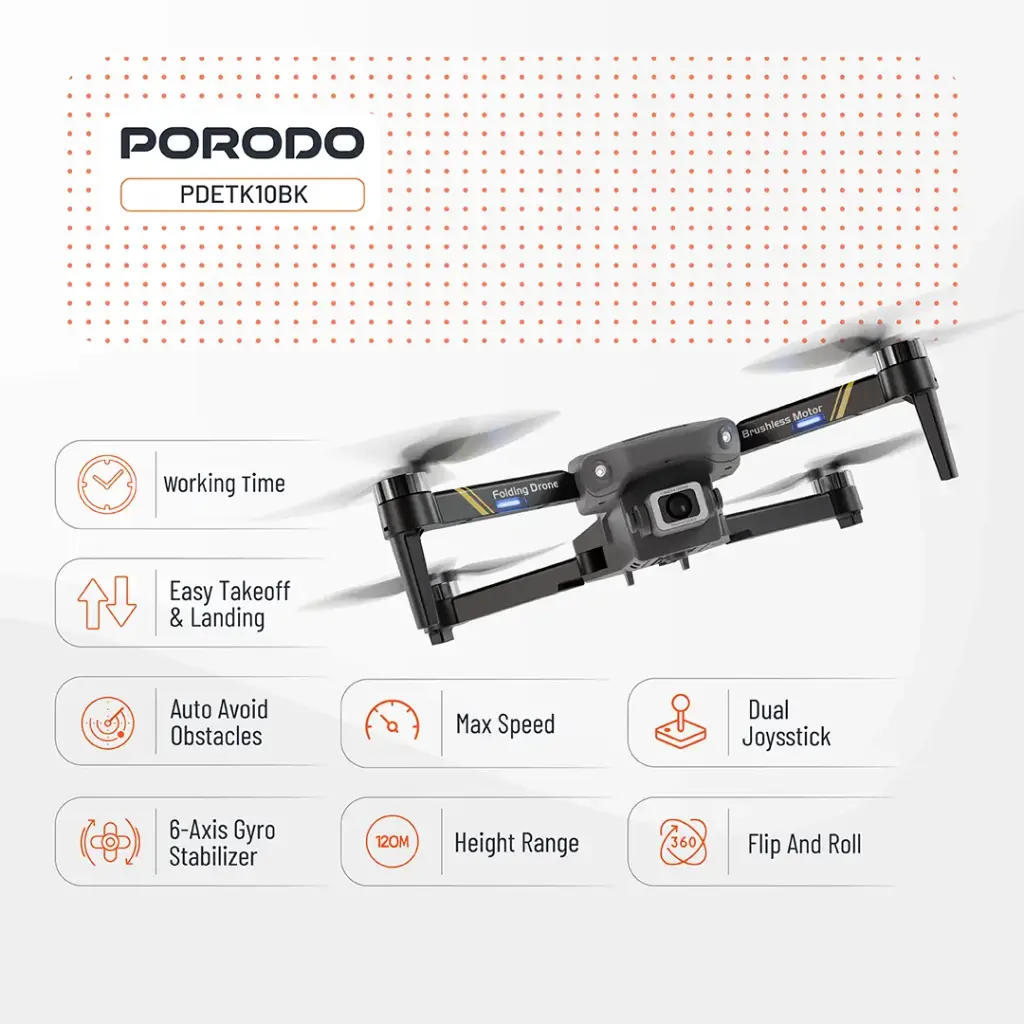 Porodo Aero View Drone - Black.webp