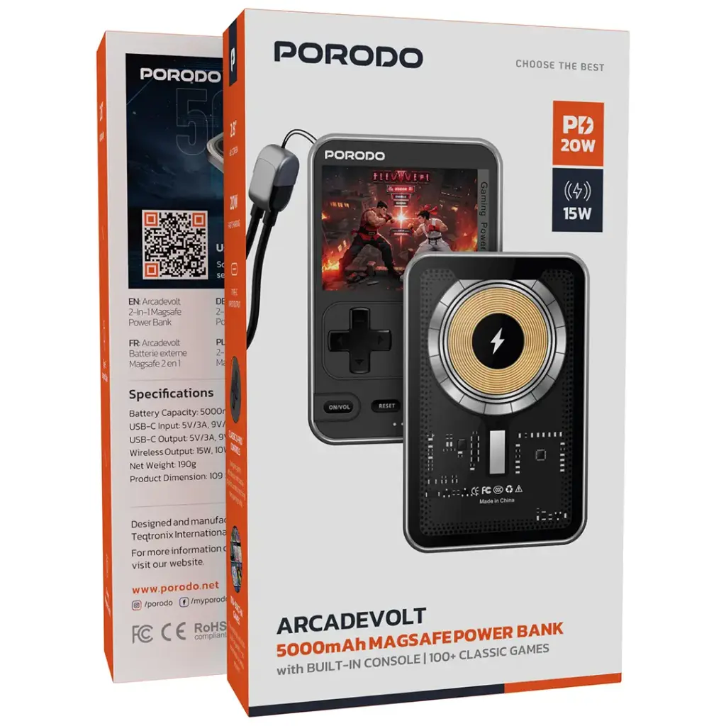 Porodo Arcadevolt 5000mAh MagSafe Power Bank - Black (3).webp