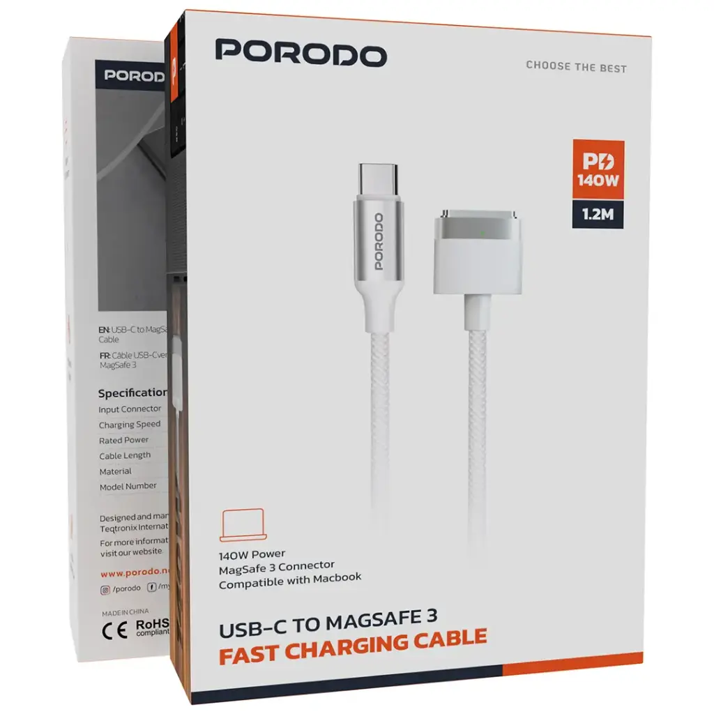 Porodo USB-C to MagSafe 3 Fast Charging Cable - White.webp