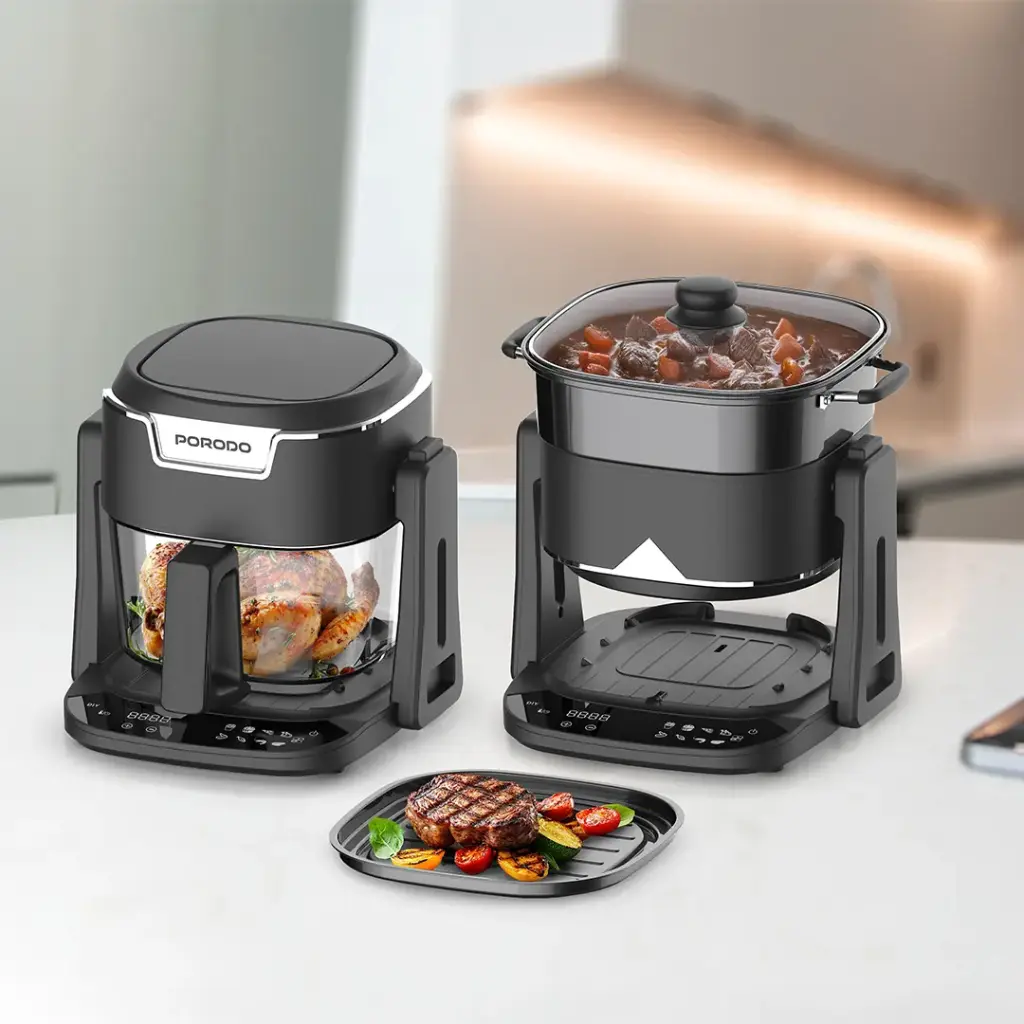 Porodo Lifestyle Quick Flip 3-In-1 Air Fryer  Grill  Hot Pot 4.5L - Black (6).webp