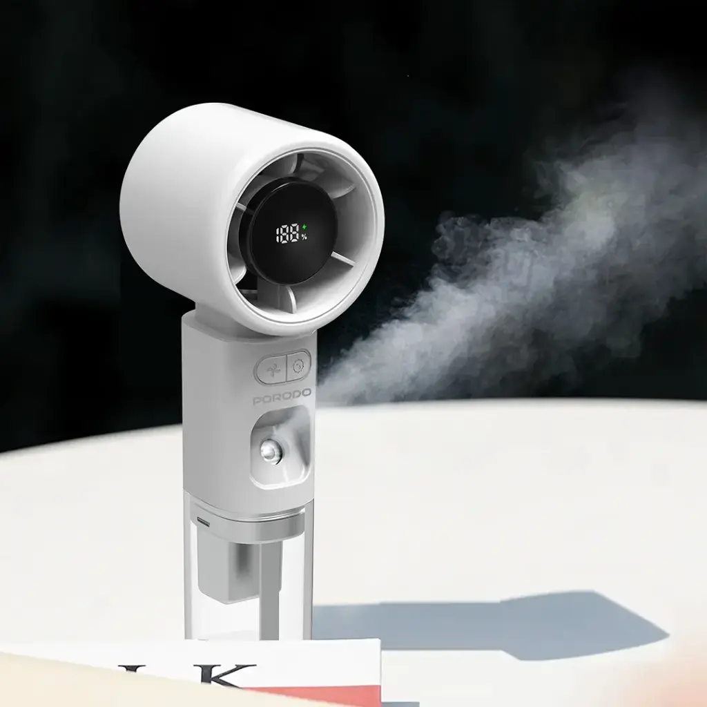 Porodo Lifestyle Cool & Hydrate Mini Fan & Humidifier - White (3).webp