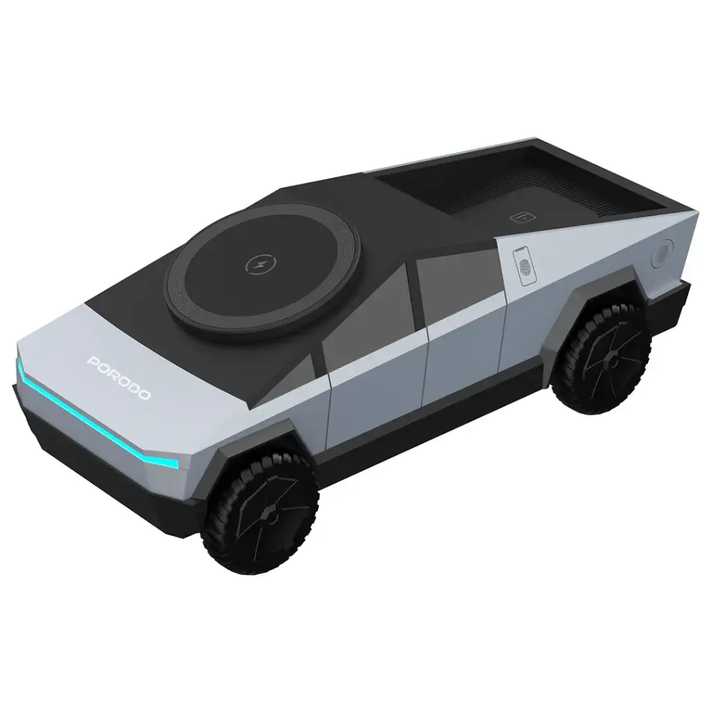 Porodo Cyber Dock Wireless Charger with Rotating Stand - Gray (5).webp