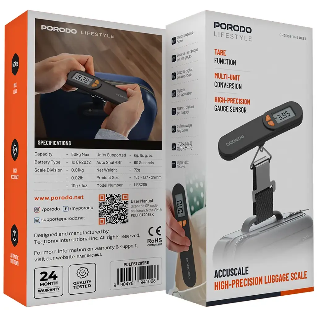 Porodo Lifestyle Accuscale High-Precision Luggage Scale - Black (2).webp