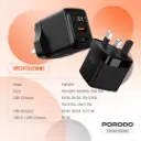 Porodo GaN 35W Dual Port Wall Charger with Power Display - Black (7).webp