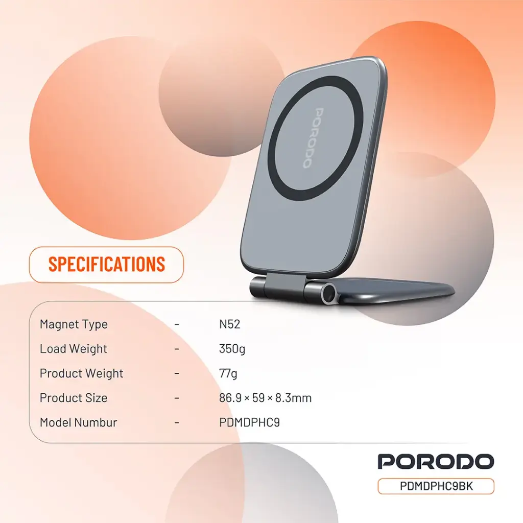 Porodo Magnifold Ultra-Slim Phone Holder - Black (4).webp