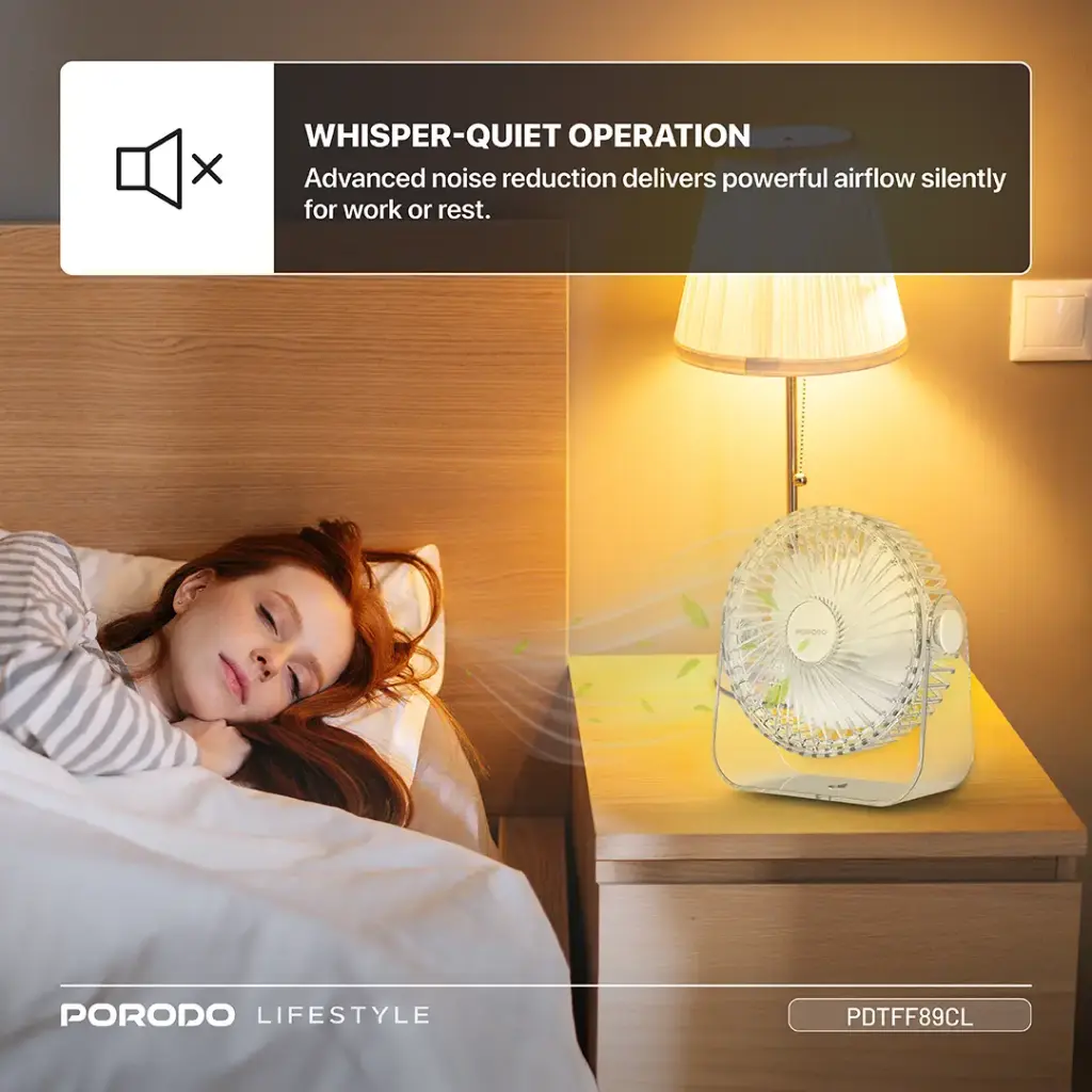 Porodo Lifestyle Portable Transparent Cooling Fan - Clear 2.webp