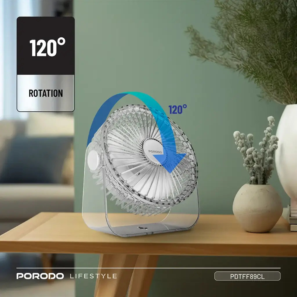 Porodo Lifestyle Portable Transparent Cooling Fan - Clear8.webp