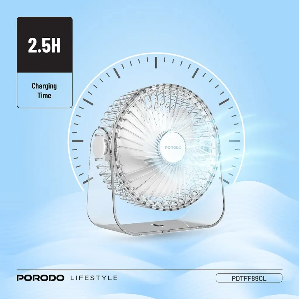 Porodo Lifestyle Portable Transparent Cooling Fan - Clear9.webp