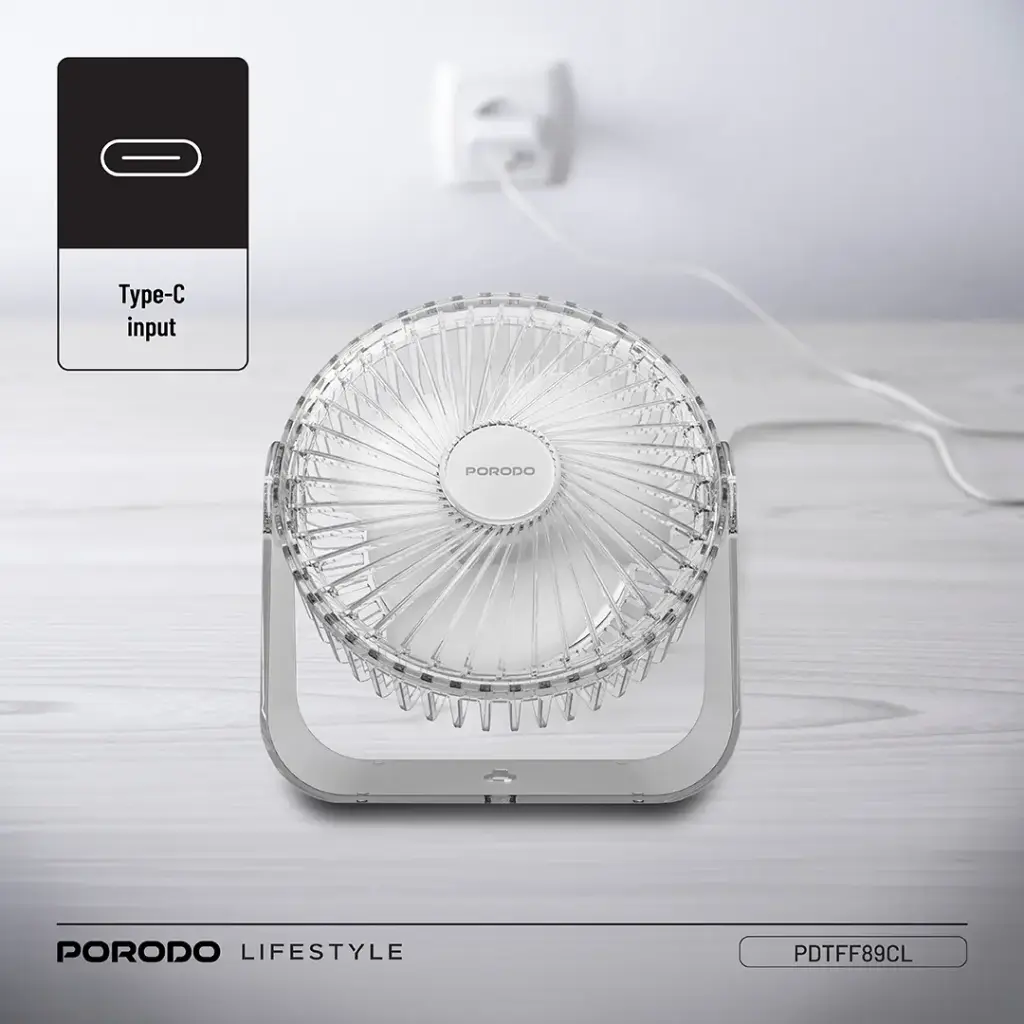 Porodo Lifestyle Portable Transparent Cooling Fan - Clear5.webp