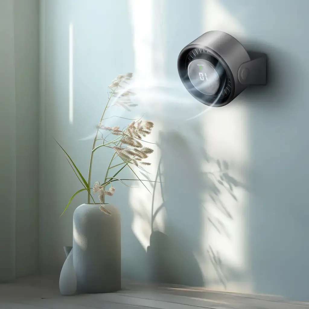 Porodo Lifestyle Flura Mini Cooling Fan With Desktop & Wall Mount - Gray3.webp