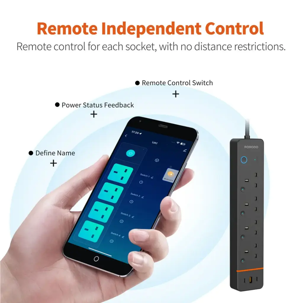 Porodo Chargelink Smart Power Strip 4AC & USB-C Ports 2.webp