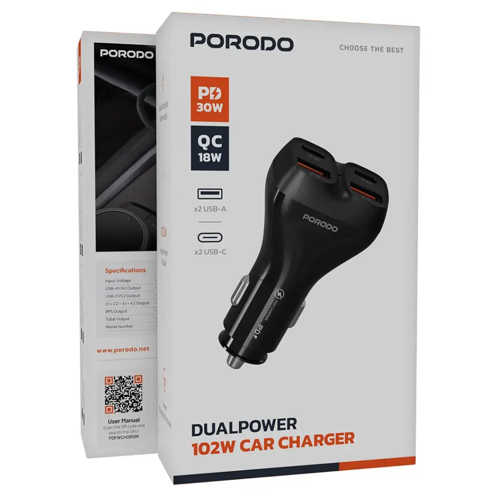 Porodo Dualpower 102W Car Charger5.webp