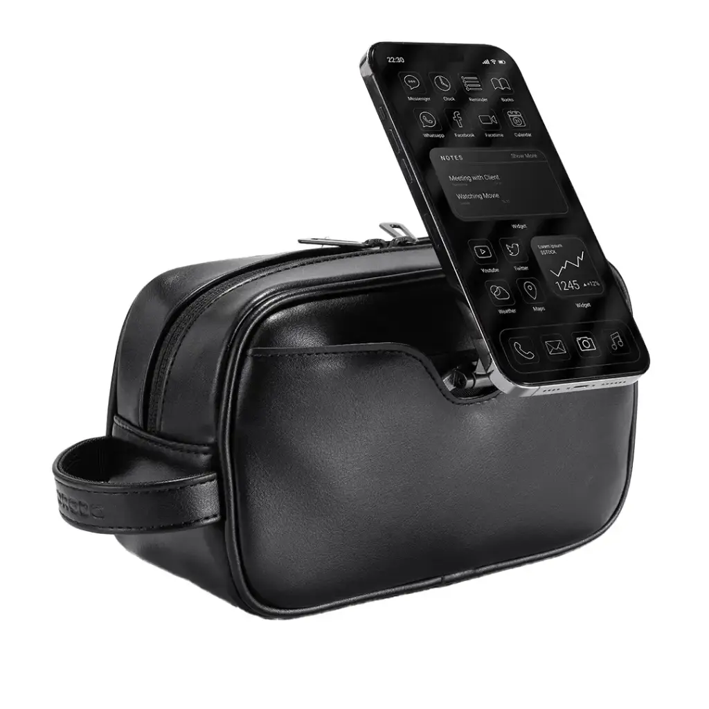 Porodo Lifestyle MagSafe Travel Organizer Pouch With Phone Holder - Black3.webp
