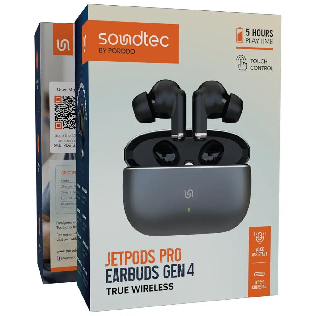 Porodo Soundtec Jetpods Pro Earbuds Gen 4 True Wireless - Black5.webp