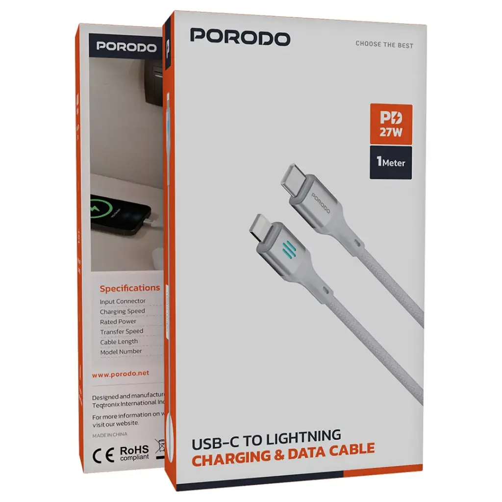 Porodo USB-C To Lightning Charging &  Data Cable PD 27W sl8.webp