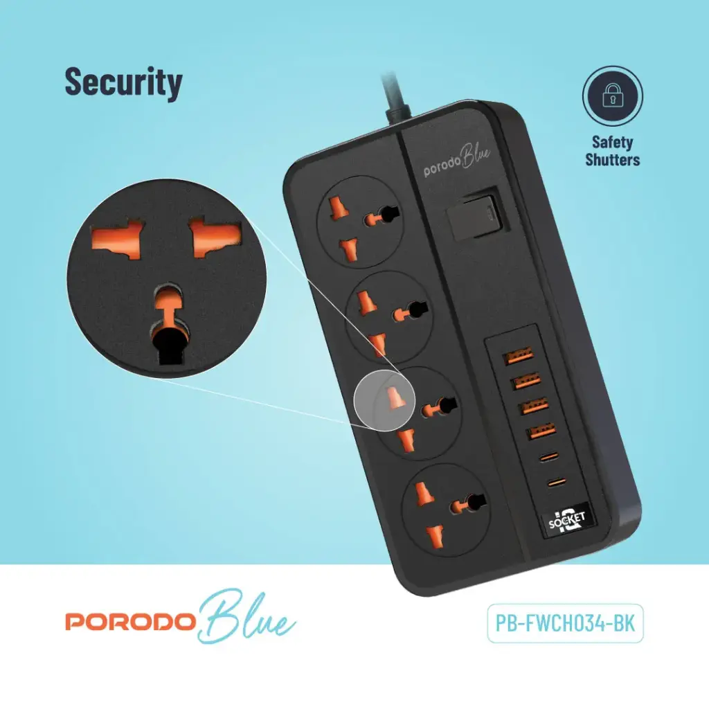 Porodo Blue 4 AC Power Strip 2.webp