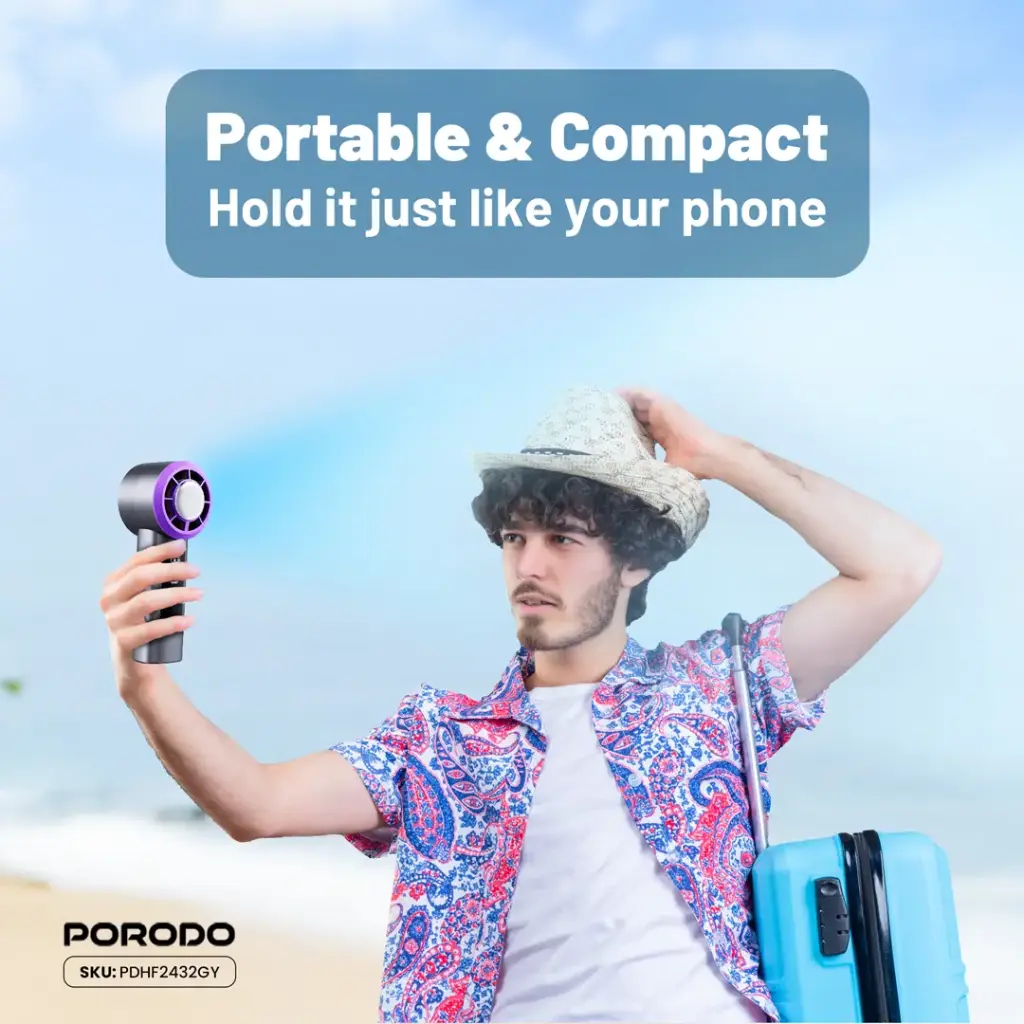 Porodo Frostwave Portable Cooling Fan - Gray6.webp