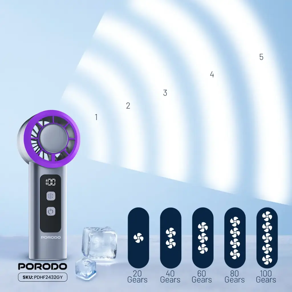 Porodo Frostwave Portable Cooling Fan - Gray4.webp