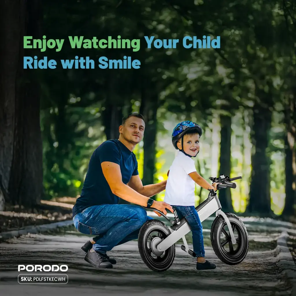 Porodo Lifestyle JoyCruiser Kids Electric Bike - White4.webp