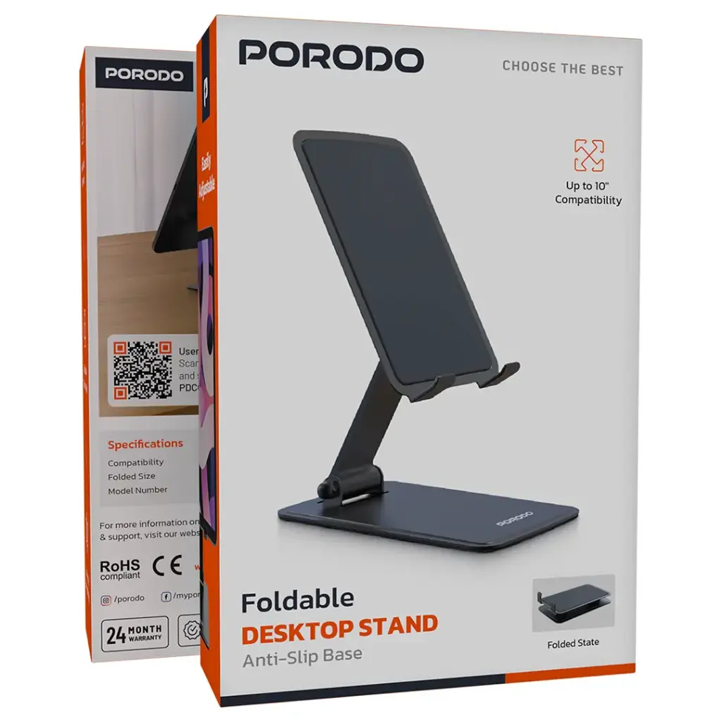 Porodo Foldable Desktop Stand with Anti-Slip Base - Gray9.webp