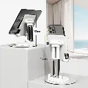 Porodo Foldable Phone & Tablet Desk Stand with Adjustable Telescopic Rod - White1.webp