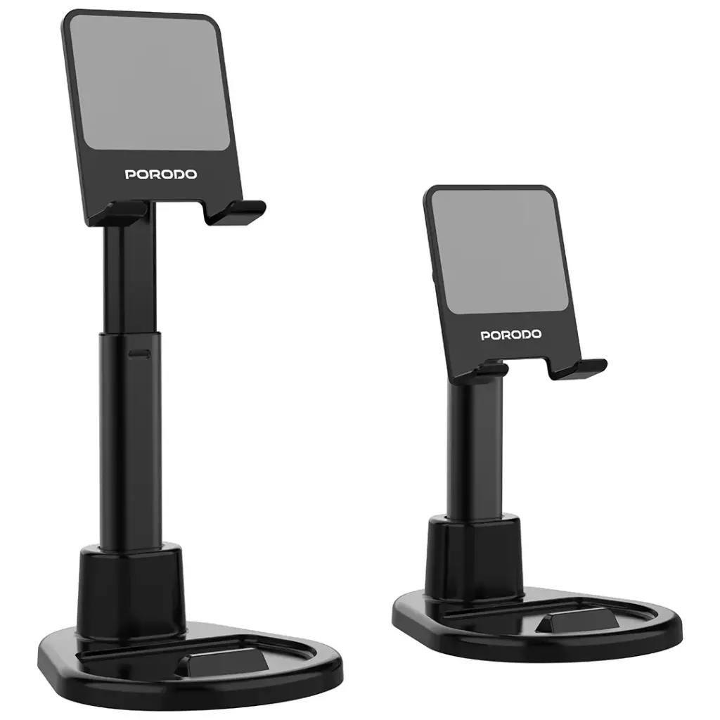 Porodo Multi-Angle Dock Phone & Tablet Stand with Adjustable Telescopic Rod - Black7.webp