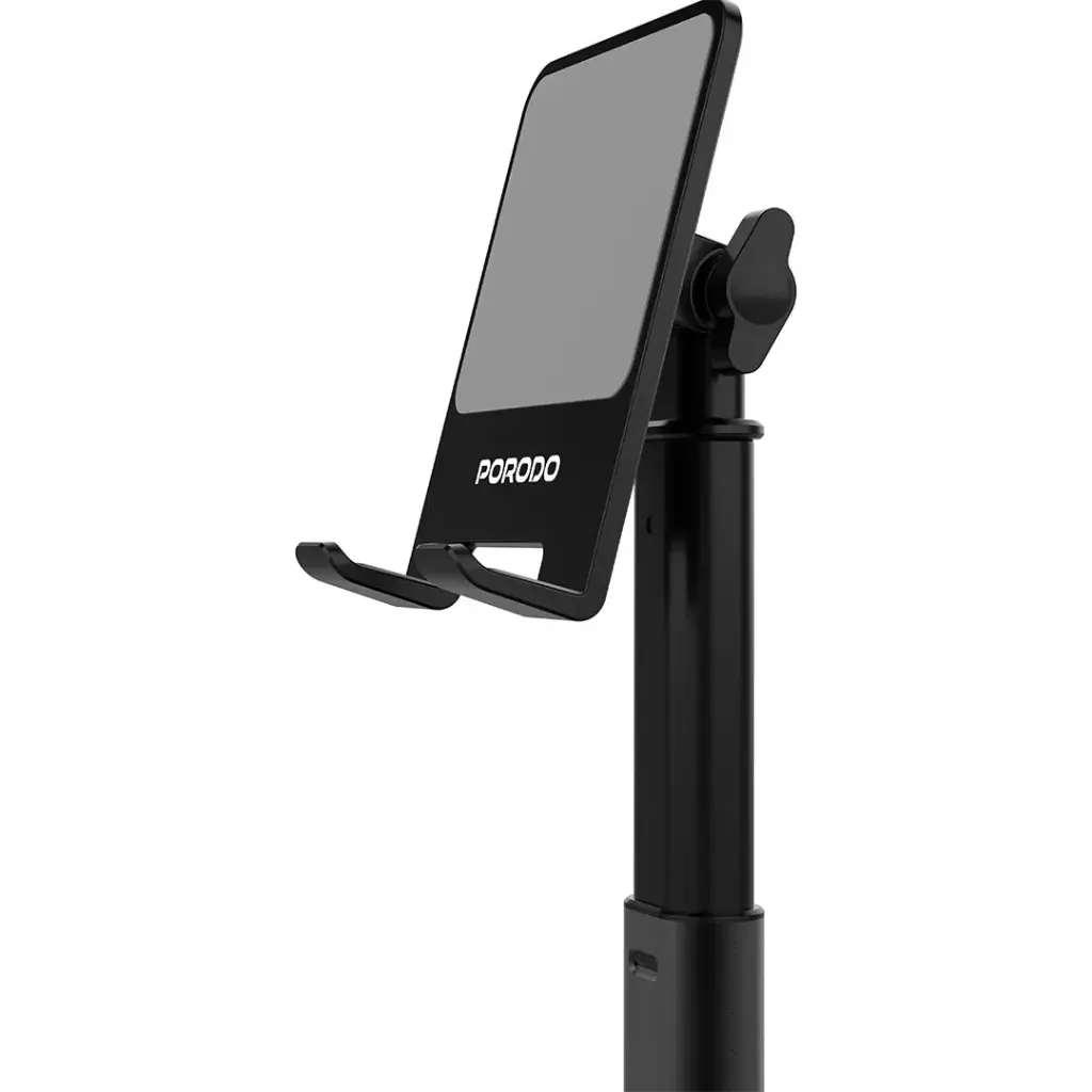 Porodo Multi-Angle Dock Phone & Tablet Stand with Adjustable Telescopic Rod - Black2.webp