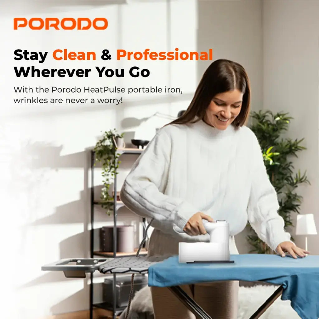 Porodo Lifestyle Heatpulse Portable Steam Iron - White4.webp