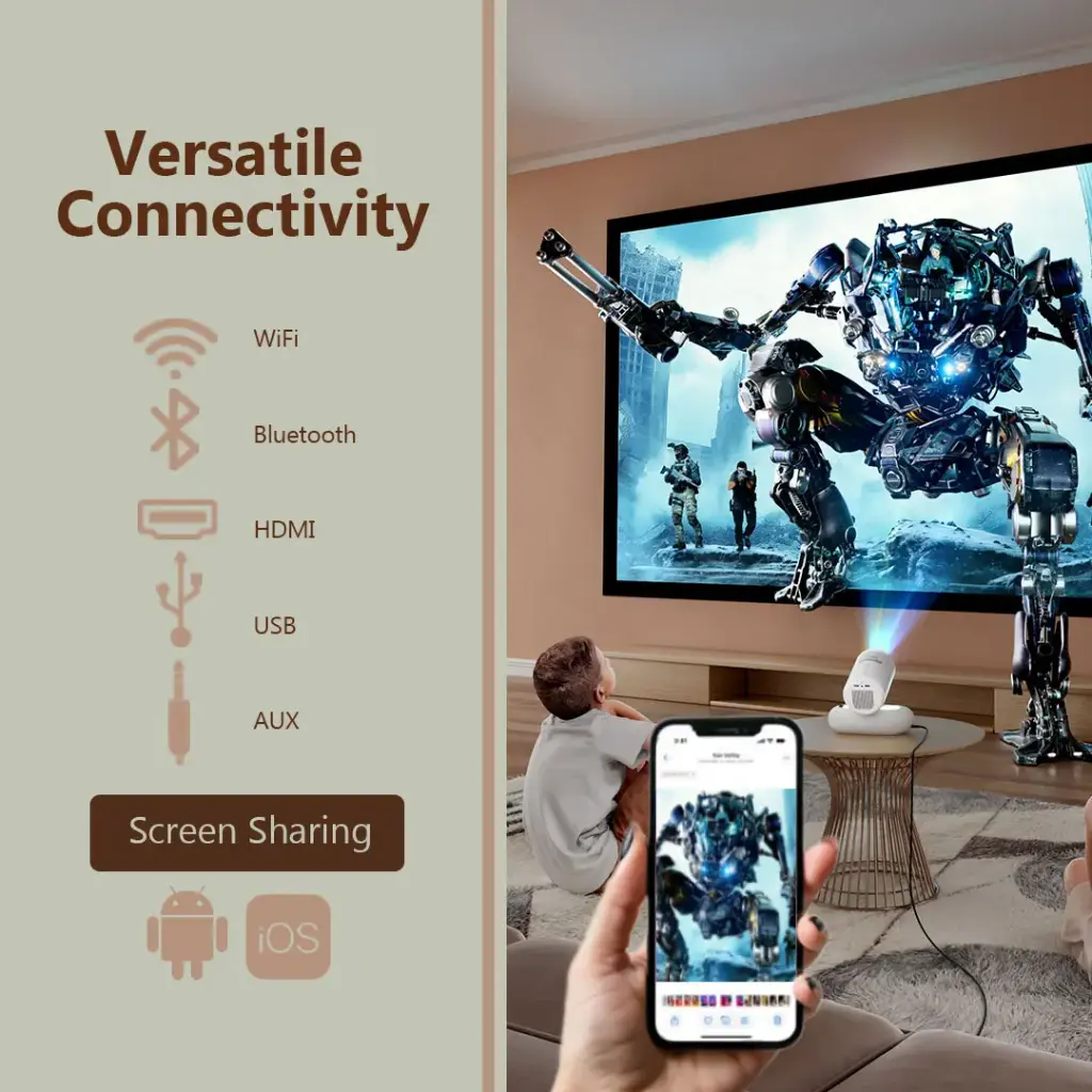 Porodo Lumacast Smart Full HD Projector Auto Focus & Keystone - White5.webp