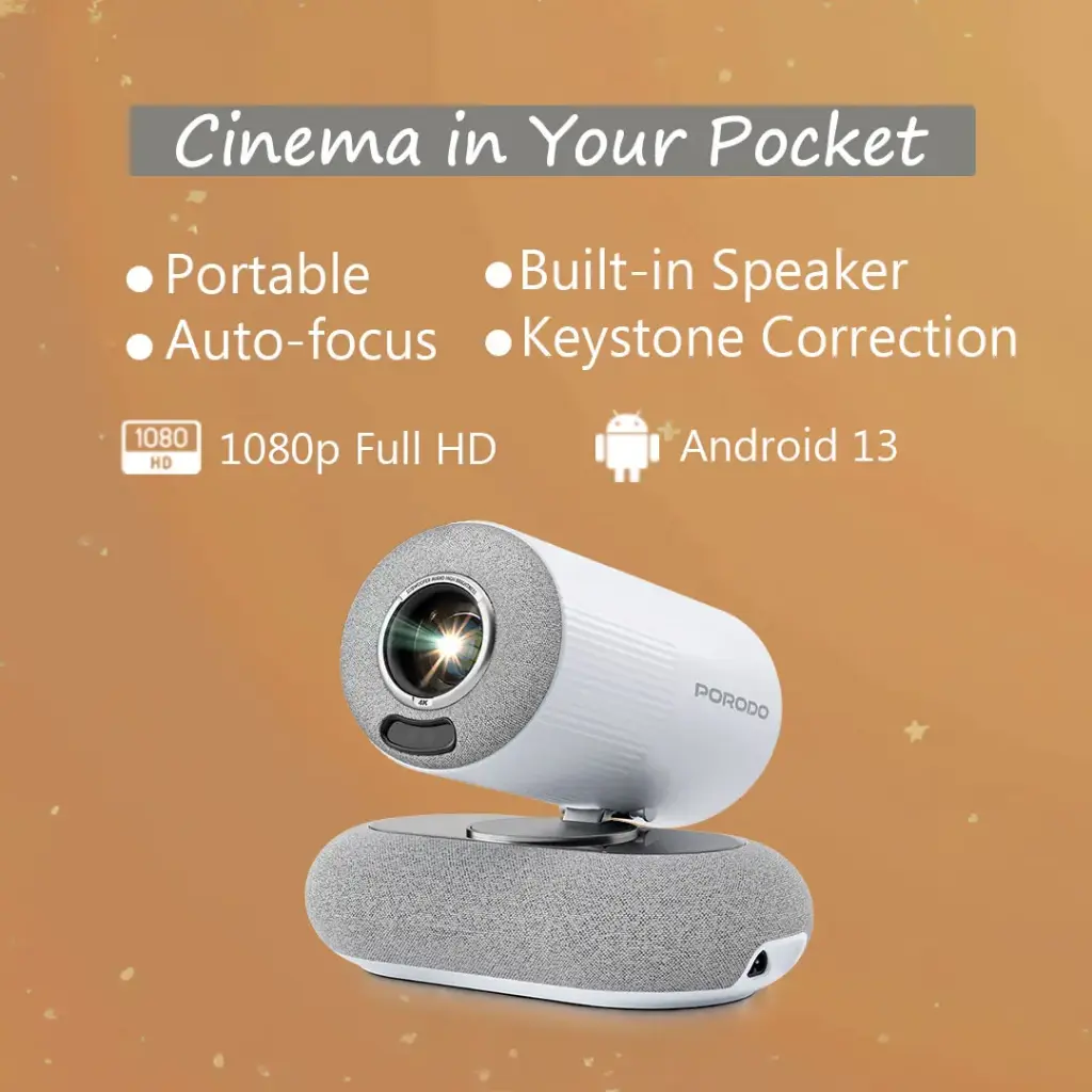 Porodo Lumacast Smart Full HD Projector Auto Focus & Keystone - White7.webp