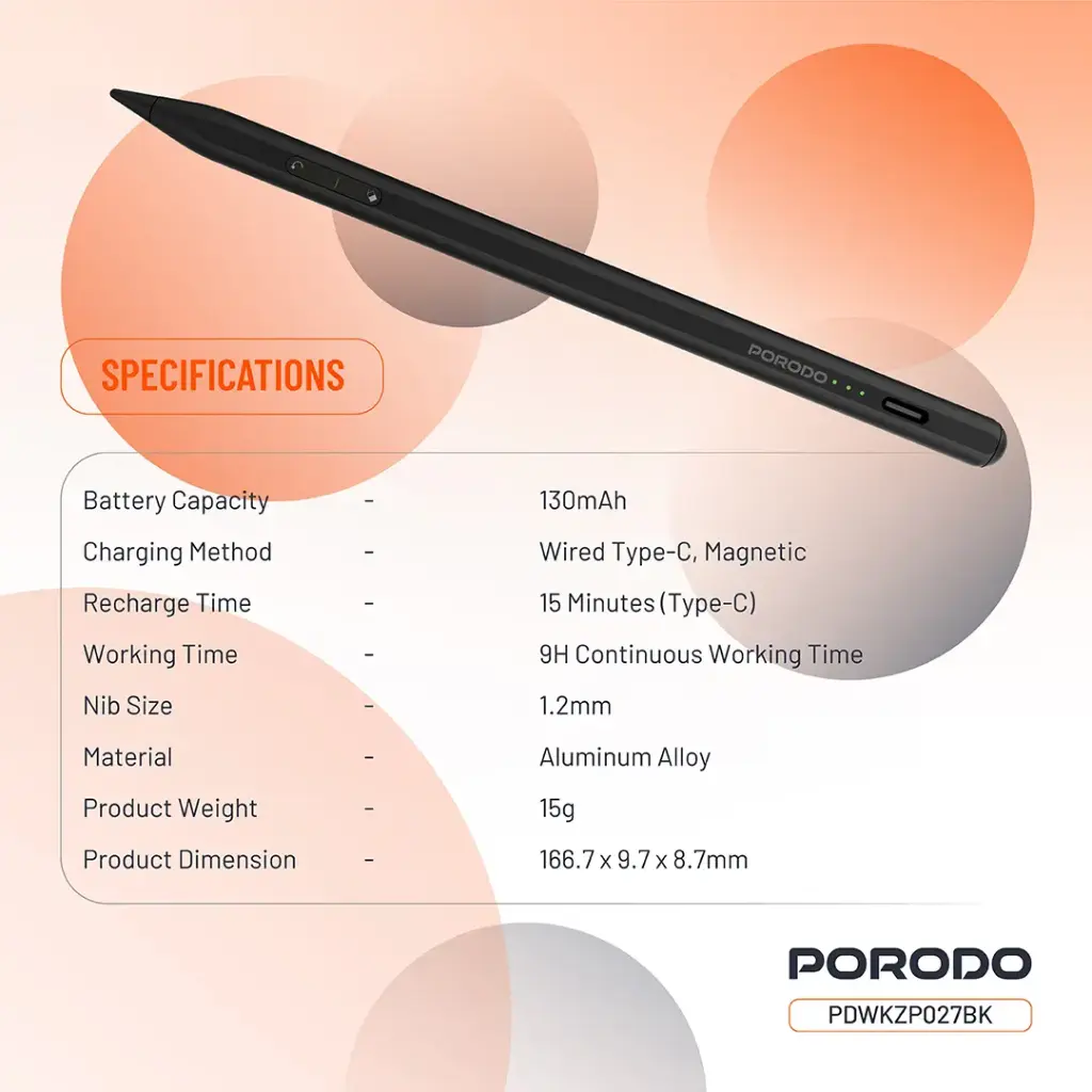 Porodo Magnetic Pen for iPad BK7.webp