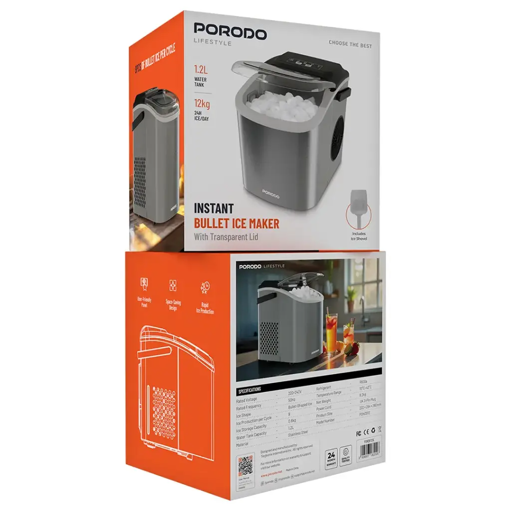 Porodo Lifestyle Instant Bullet Ice Maker - Silver.webp