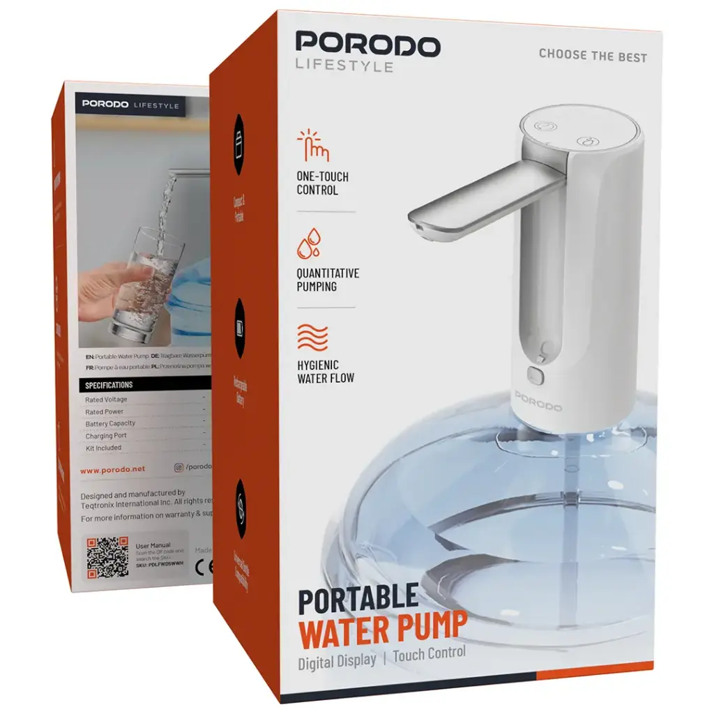 Porodo Lifestyle Portable Water Pump Digital Display And Touch Control.webp