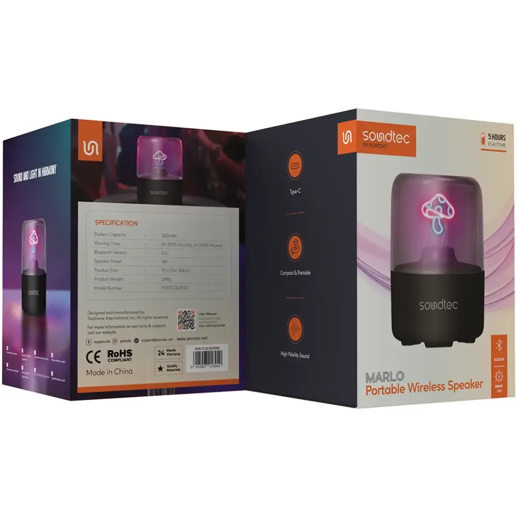 Porodo Soundtec Marlo Portable Wireless Speaker - Black.webp