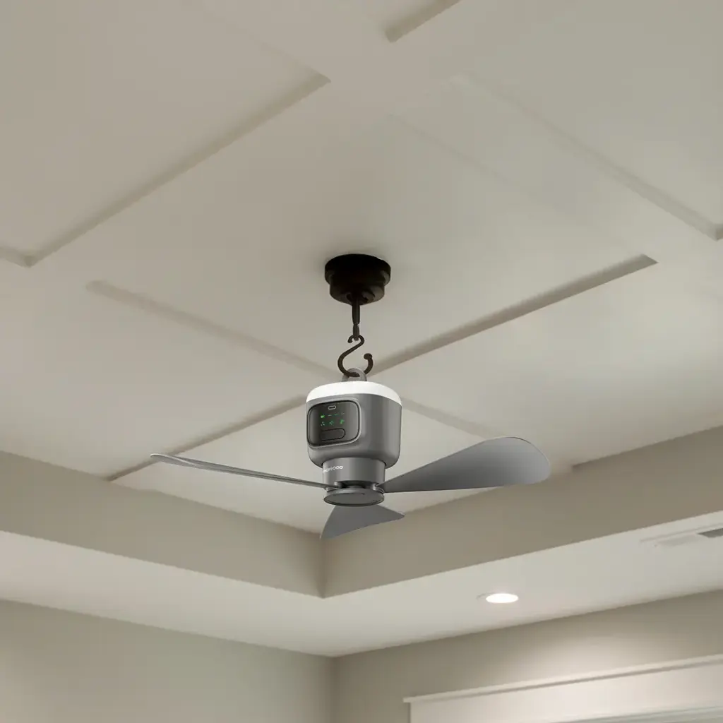 Porodo Lifestyle Camping Rechargeable Ceiling Fan - Gray8.webp