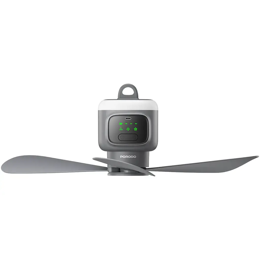Porodo Lifestyle Camping Rechargeable Ceiling Fan - Gray.webp