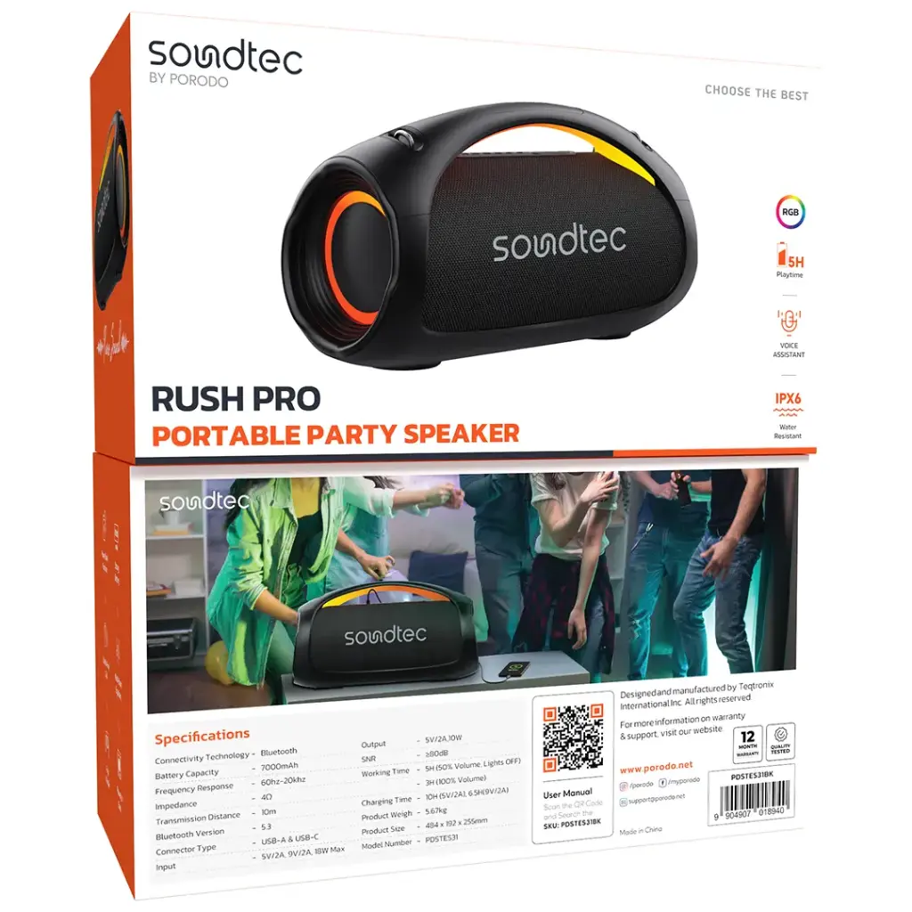 Porodo Soundtec Rush Pro Portable Party Speaker - Black2.webp