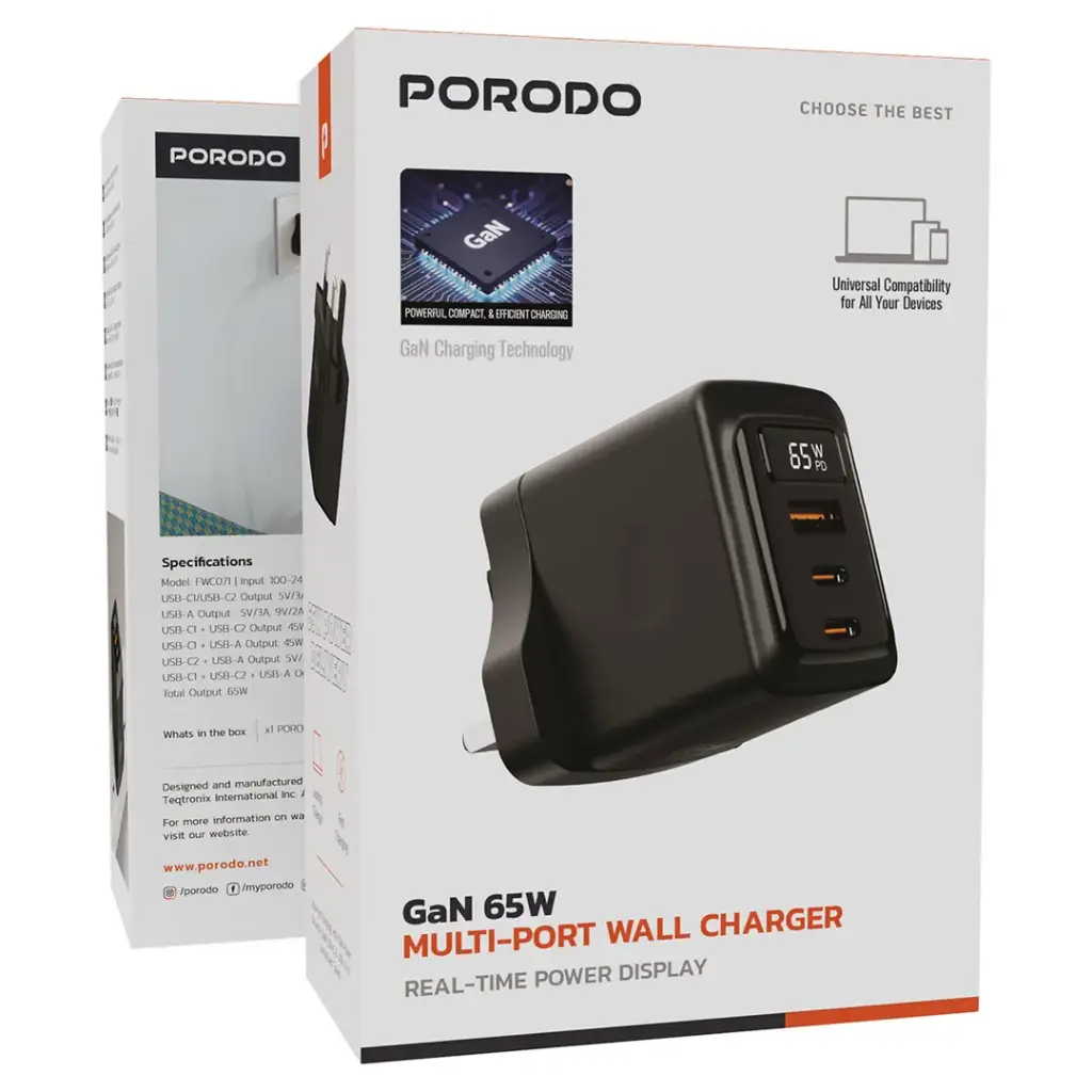 Porodo GaN 65W Multi-Port Wall Charger- Mockup.webp