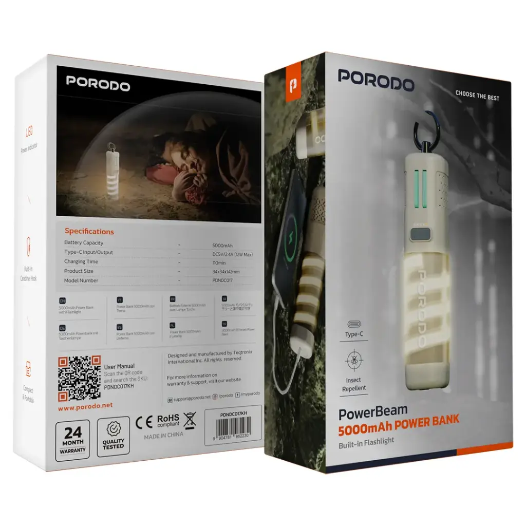 Porodo Powerbeam 5000mAh Power Bank - Khaki (6).webp