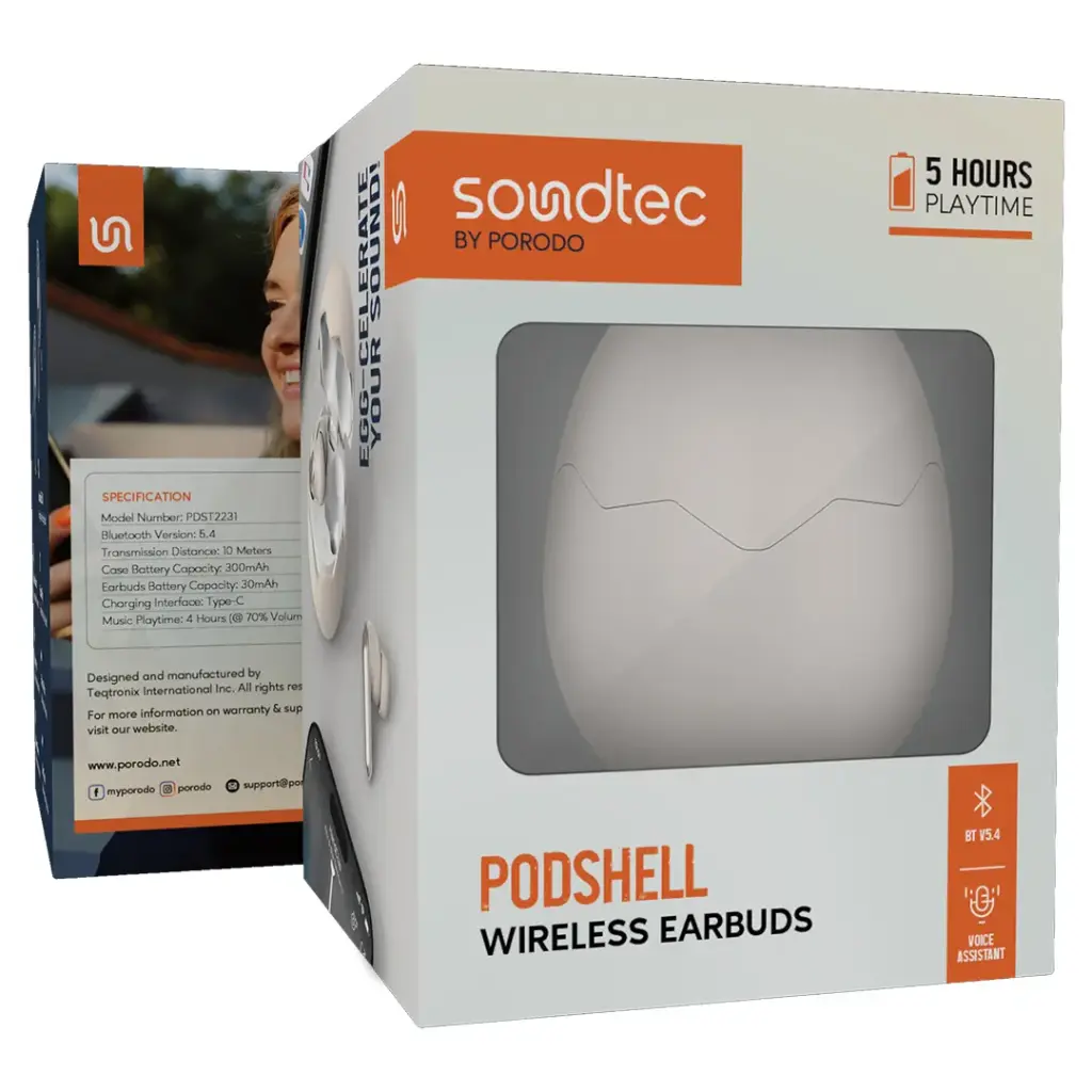 Porodo Soundtec Podshell Wireless Earbuds - Pink (2).webp