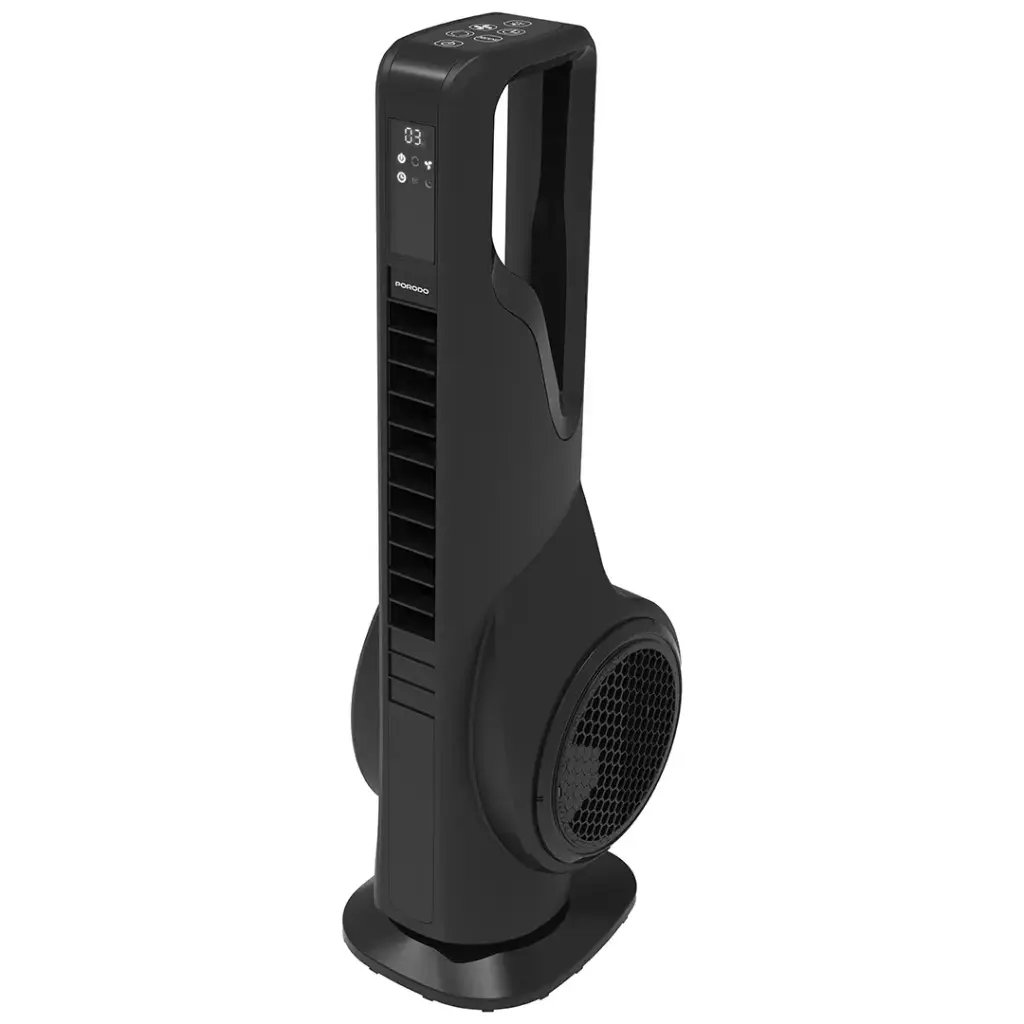Porodo Lifestyle Coolbreeze 70W Smart Tower Fan with Aromatherapy & Air Purification - Black1.webp